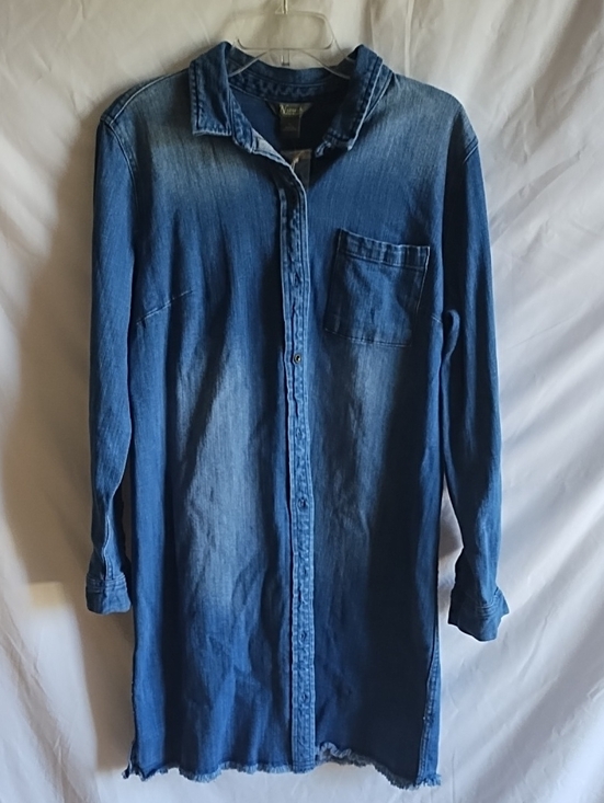 Natural Reflections Dresses & Skirts - Denim Longline Button-Up Dress - Blue